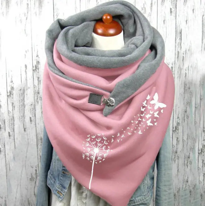 🔥Warm scarf with printed cotton buttons